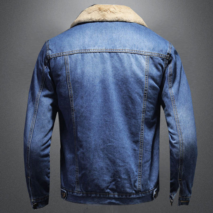 CALORA_ Stijlvolle Winter Fleece Dikke Denim Jas