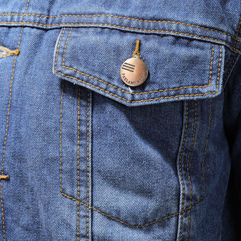 CALORA_ Stijlvolle Winter Fleece Dikke Denim Jas