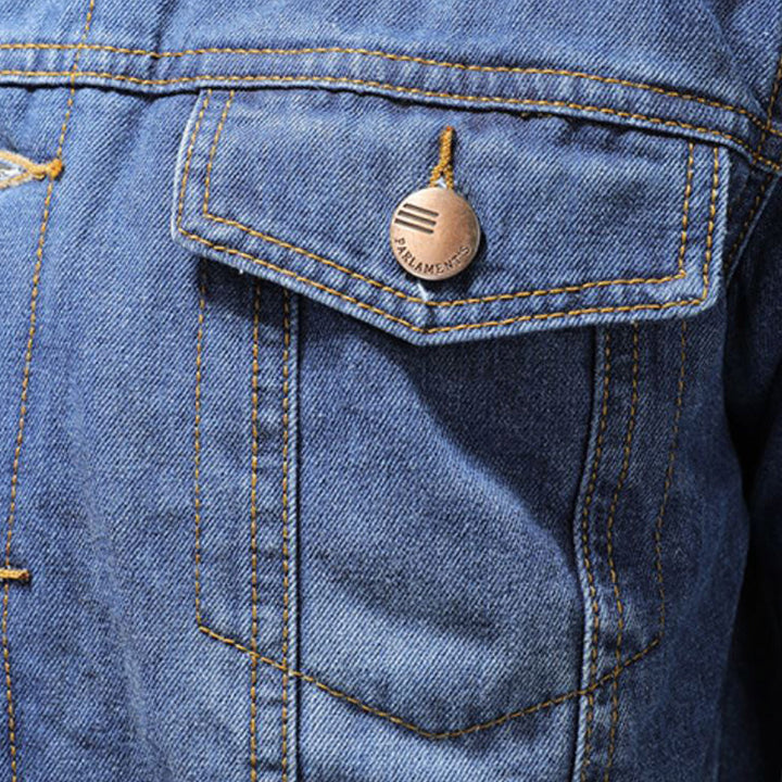 CALORA_ Stijlvolle Winter Fleece Dikke Denim Jas