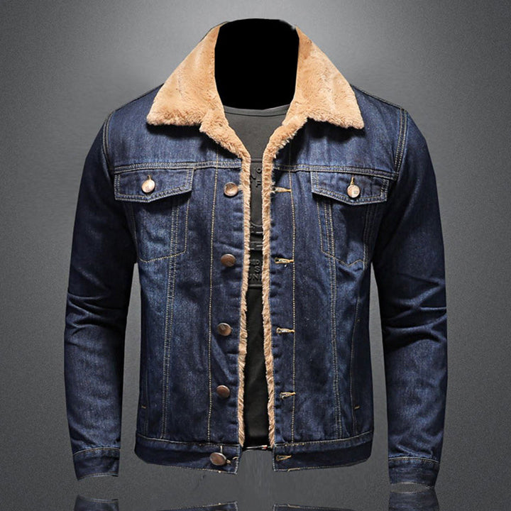 CALORA_ Stijlvolle Winter Fleece Dikke Denim Jas