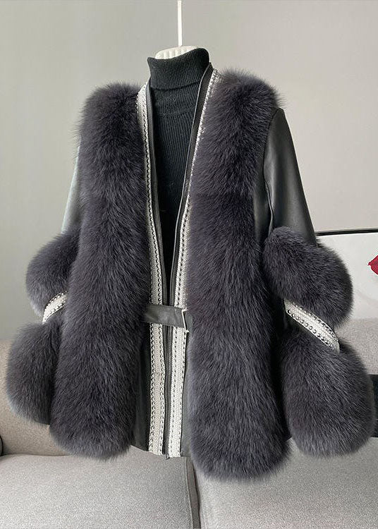 Stijlvolle witte V-hals Zachte fluffy Winterjas-Zomer Jassen-Calora-Wit-S-Calora