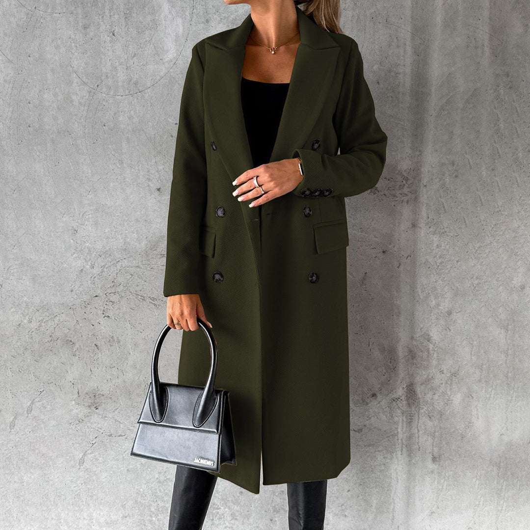 Stijlvolle Zachte Lange Winterjas voor Dames-Zomer Jassen-Calora-Legergroen-S-Calora
