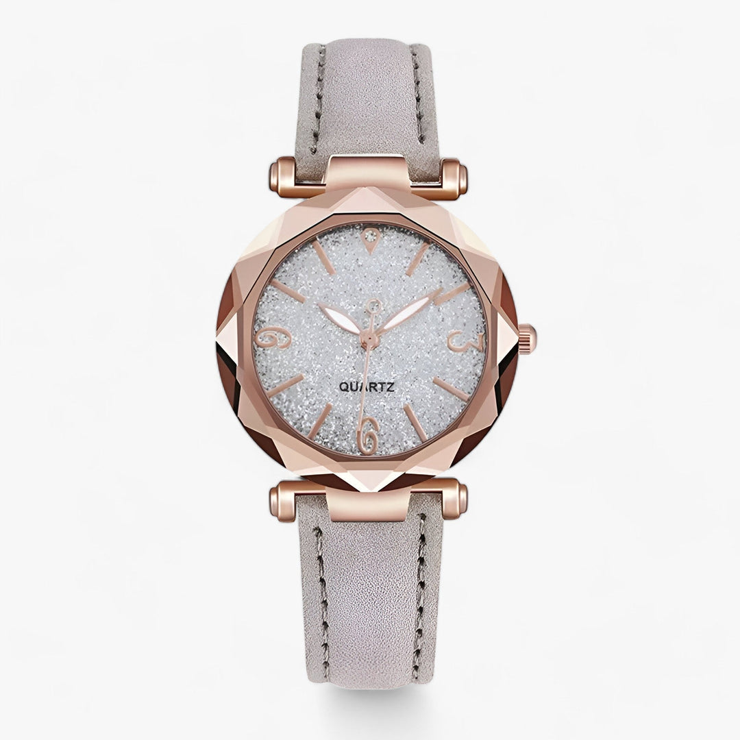 Strass Horloge in sterrenhemelontwerp en suede band-Horloges-Calora-Grijs-Calora