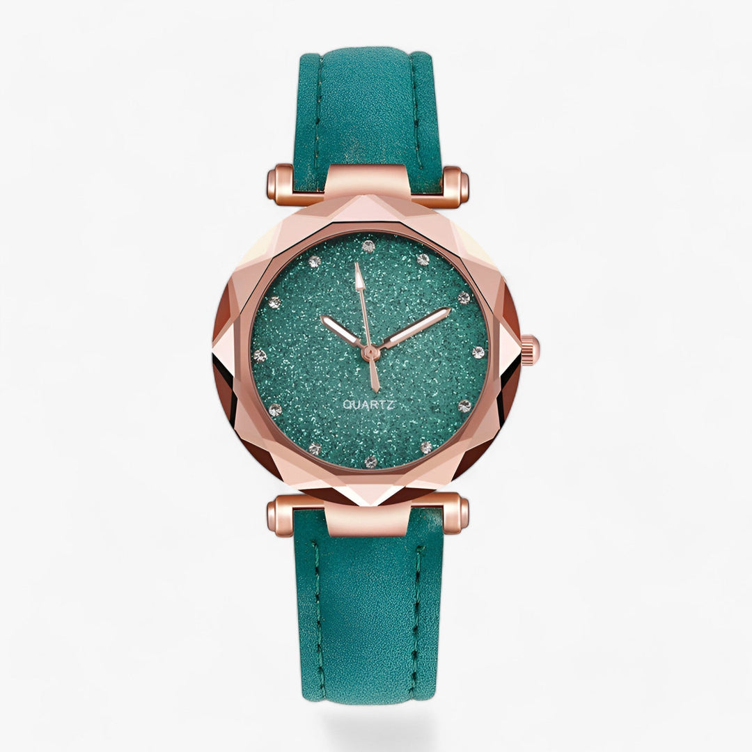Strass Horloge in sterrenhemelontwerp en suede band-Horloges-Calora-Groen-Calora