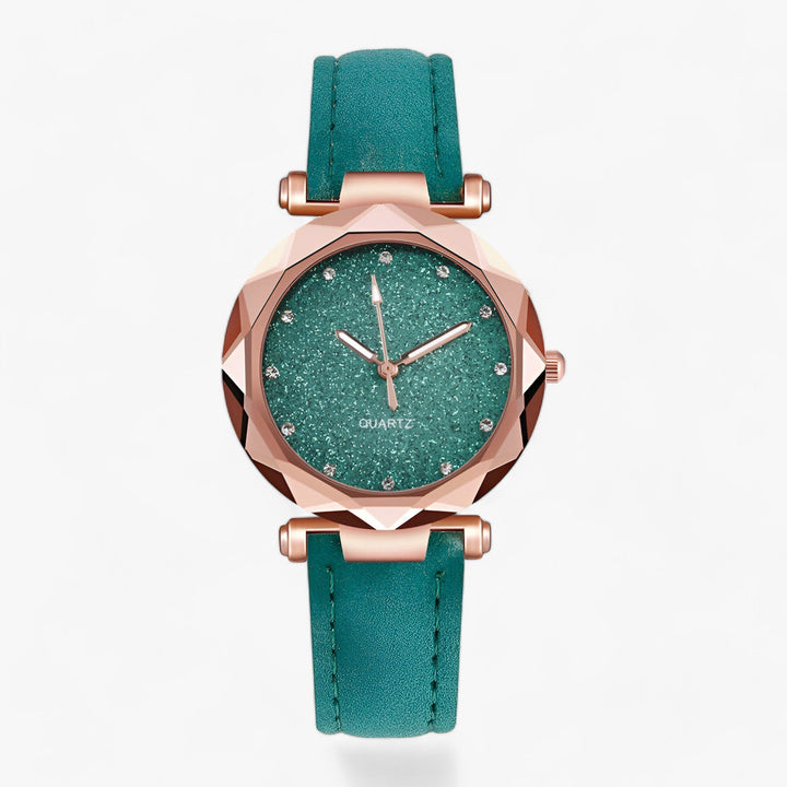Strass Horloge in sterrenhemelontwerp en suede band-Horloges-Calora-Groen-Calora