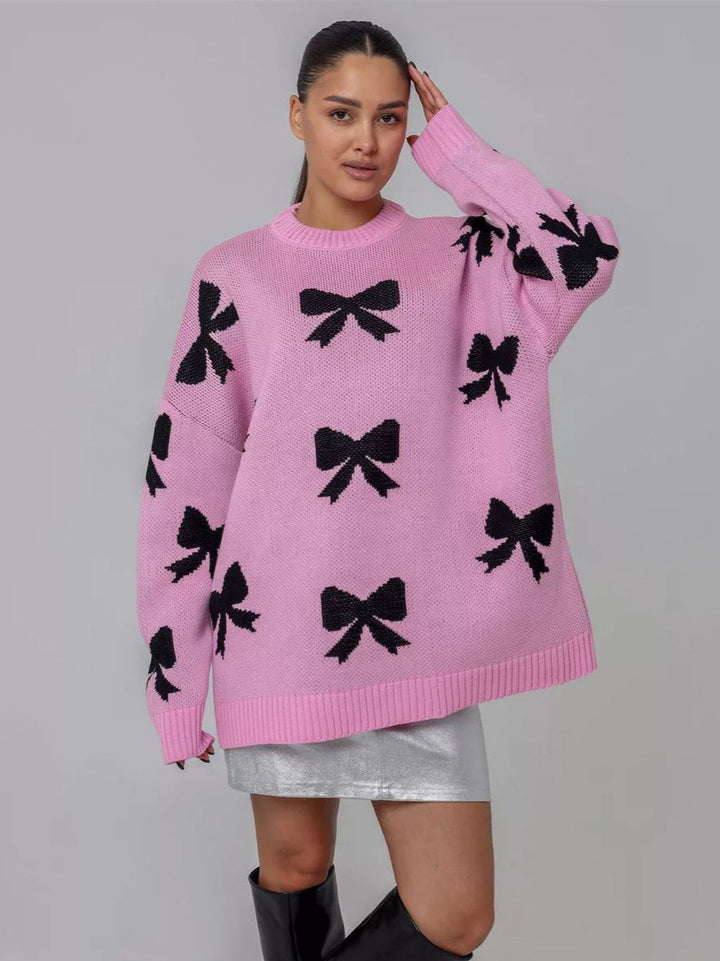 CALORA_ Strikjacquard Damestrui met Ronde Hals en Lange Mouwen