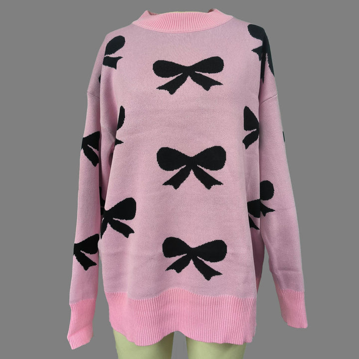 CALORA_ Strikjacquard Damestrui met Ronde Hals en Lange Mouwen
