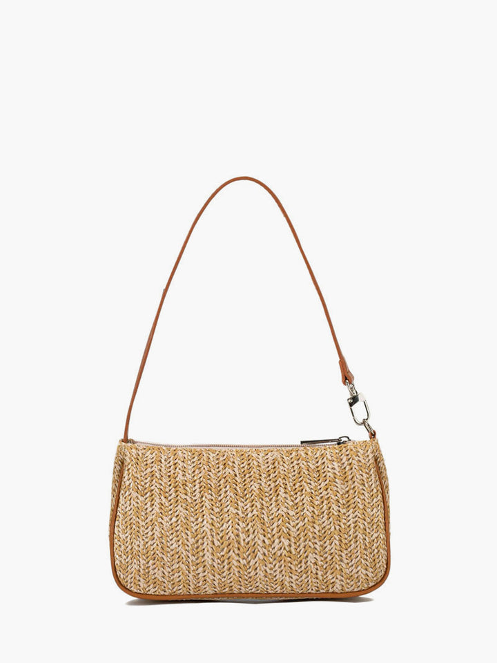 Stro Geweven Handtas - Compact formaat-Handtassen-Calora-Khaki-Calora