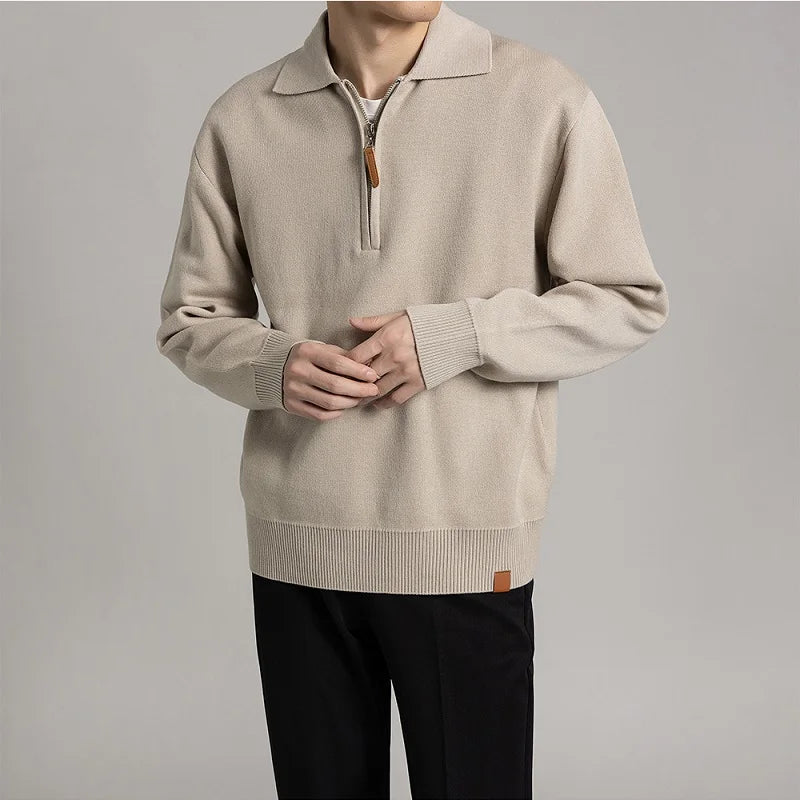 CALORA_ Sweater Trui met kraag en halve rits
