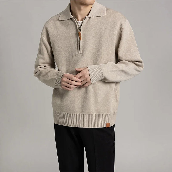 CALORA_ Sweater Trui met kraag en halve rits