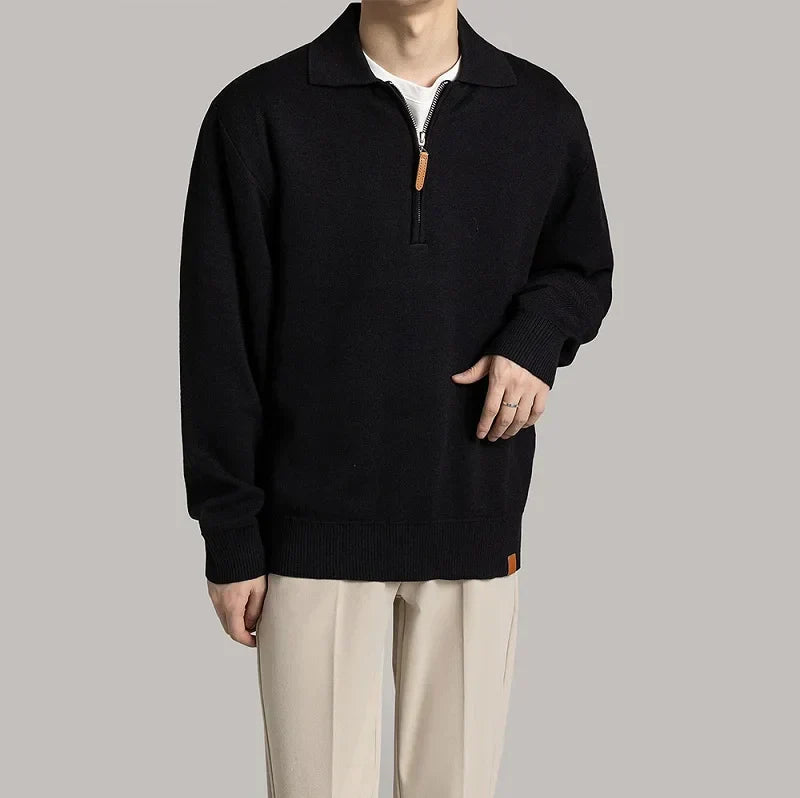 CALORA_ Sweater Trui met kraag en halve rits