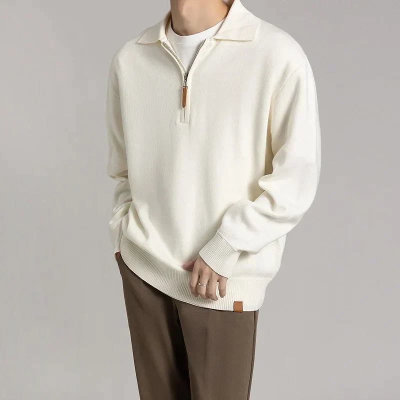 CALORA_ Sweater Trui met kraag en halve rits