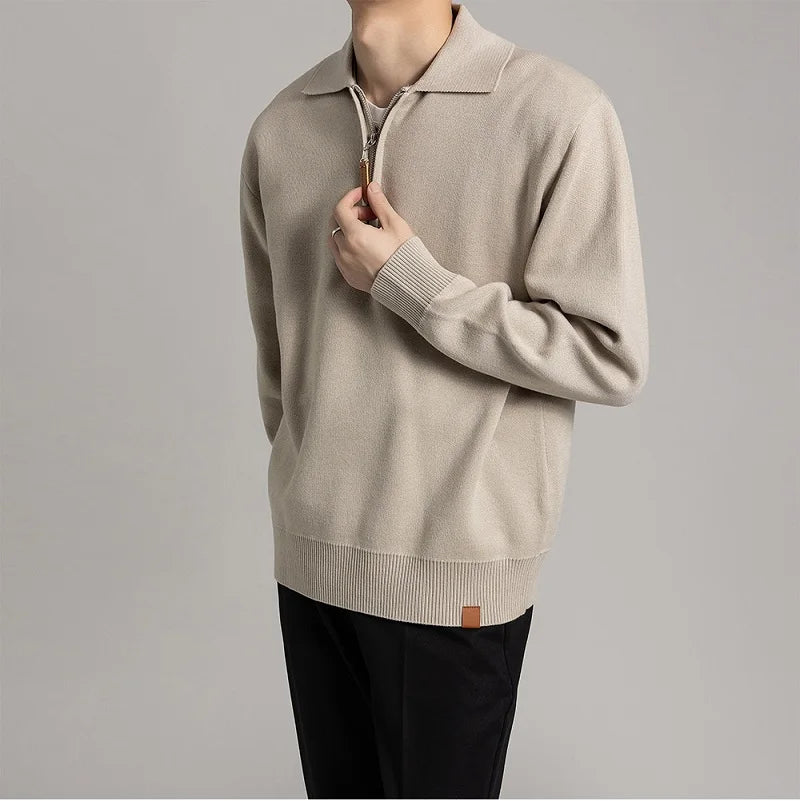 CALORA_ Sweater Trui met kraag en halve rits