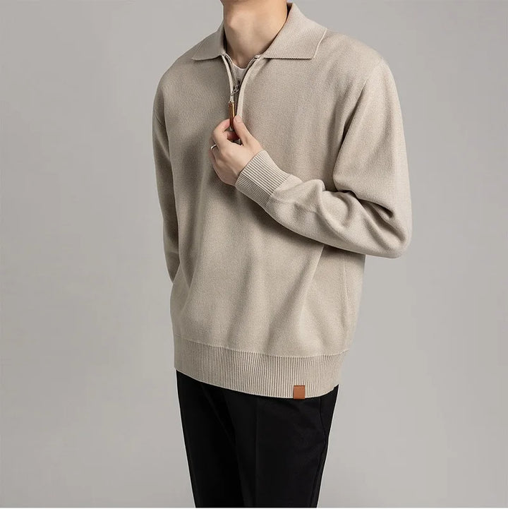 CALORA_ Sweater Trui met kraag en halve rits