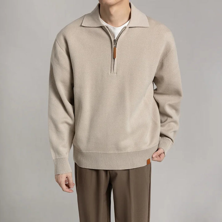 CALORA_ Sweater Trui met kraag en halve rits