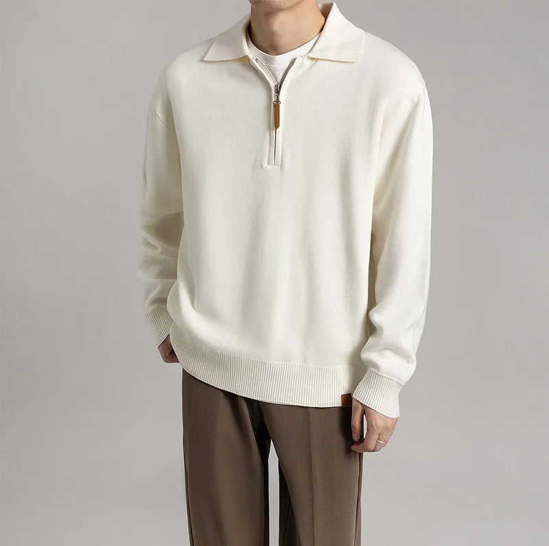 CALORA_ Sweater Trui met kraag en halve rits