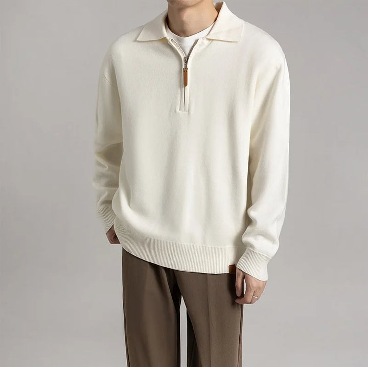 CALORA_ Sweater Trui met kraag en halve rits
