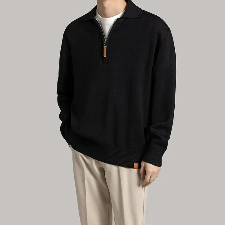 CALORA_ Sweater Trui met kraag en halve rits