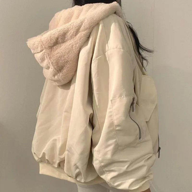 Sylvana | Oversized dames winterjas met capuchon en ritssluiting-Zomer Jassen-Calora-Blauw-S-Calora