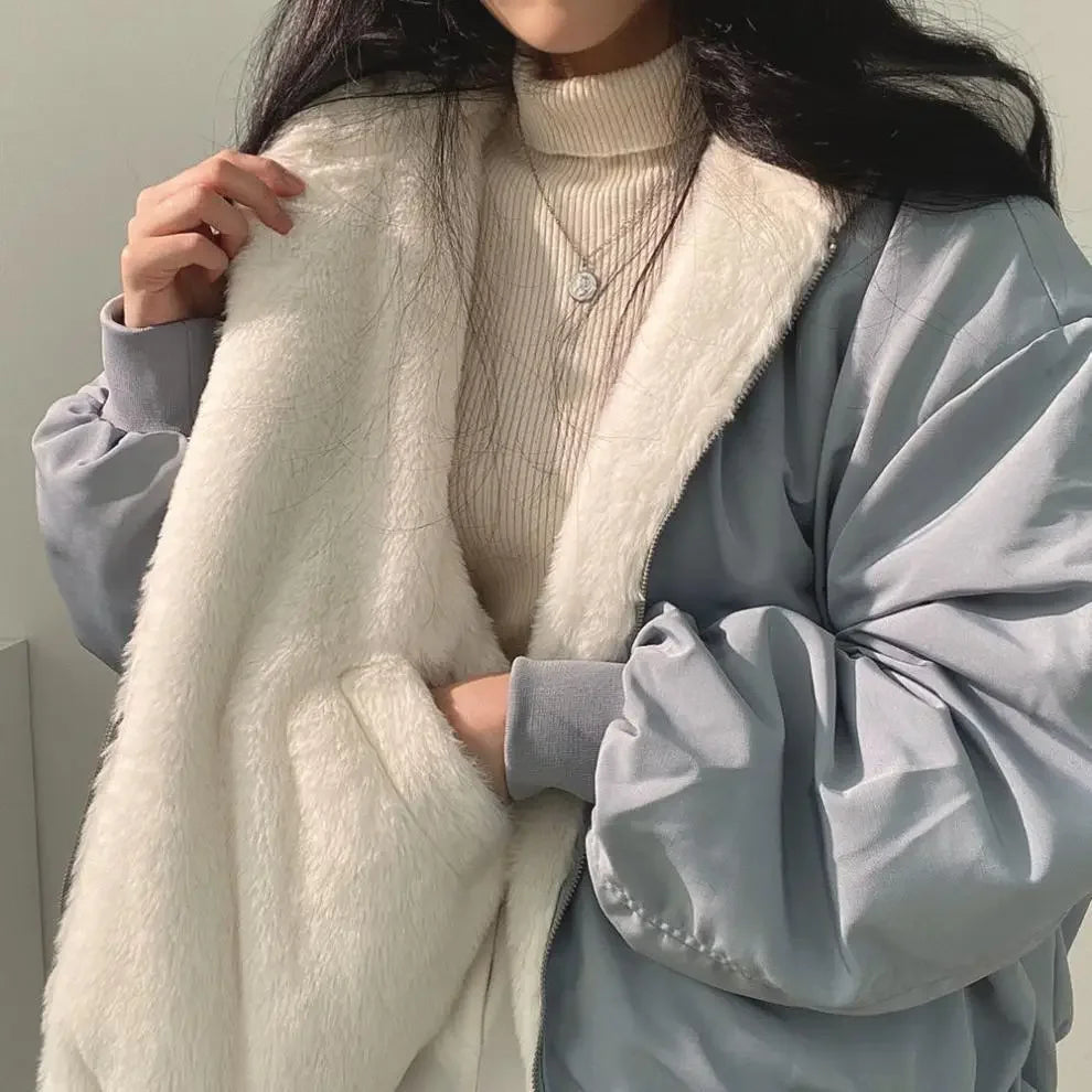 Sylvana | Oversized dames winterjas met capuchon en ritssluiting-Zomer Jassen-Calora-Blauw-S-Calora
