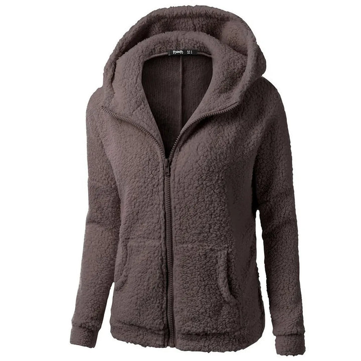 Sylvana | Wollen jas met capuchon voor dames-Zomer Jassen-Calora-Bruin-S-Calora