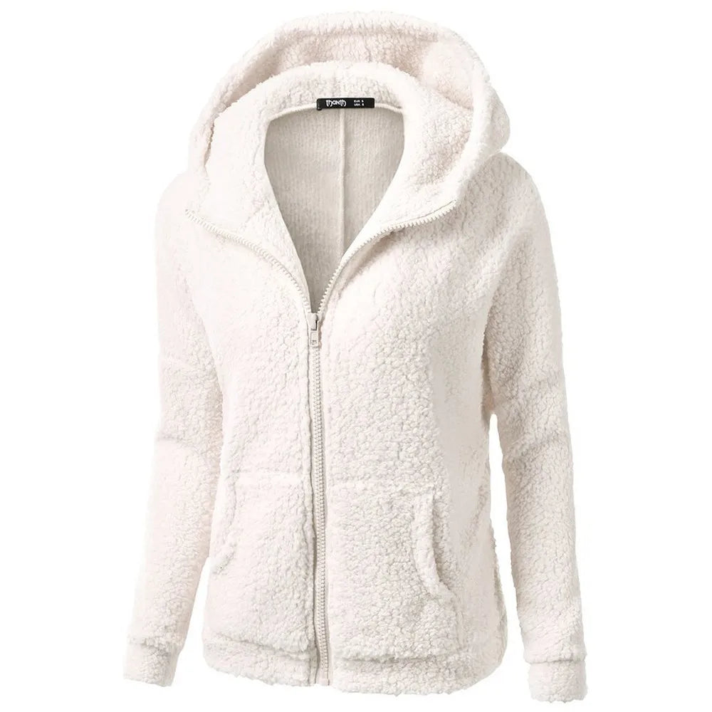 Sylvana | Wollen jas met capuchon voor dames-Zomer Jassen-Calora-Wit-S-Calora