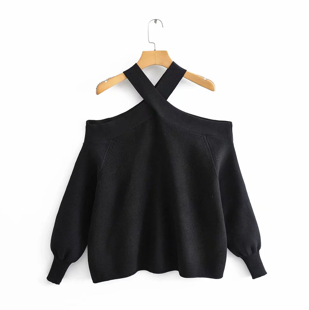 Tascara | Stijlvolle off-shoulder Trui-Blazers & Vesten-Calora-Wit-S-Calora