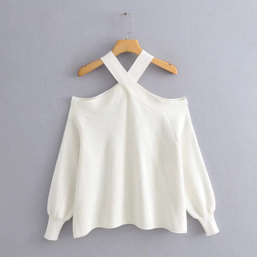 Tascara | Stijlvolle off-shoulder Trui-Blazers & Vesten-Calora-Wit-S-Calora