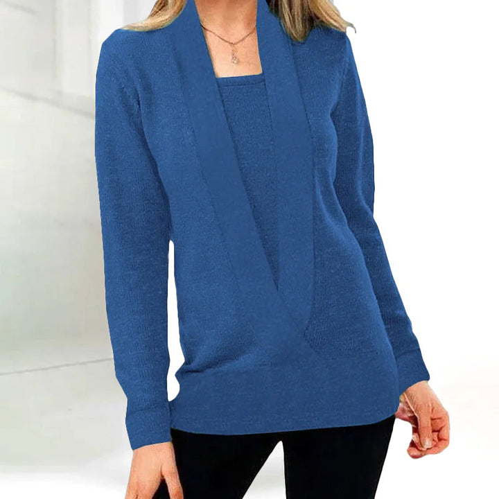 Tascara | V-hals trui voor dames-Blazers & Vesten-Calora-Blauw-S-Calora