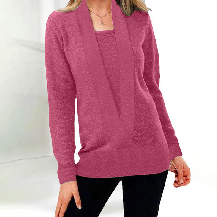 Tascara | V-hals trui voor dames-Blazers & Vesten-Calora-Roze-S-Calora