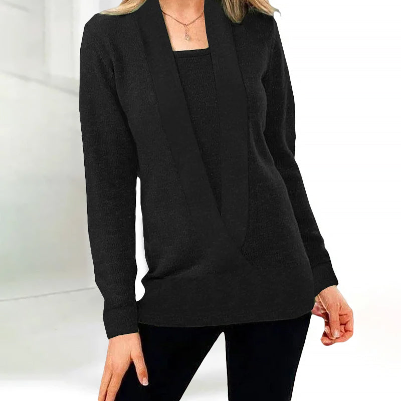 Tascara | V-hals trui voor dames-Blazers & Vesten-Calora-Zwart-S-Calora