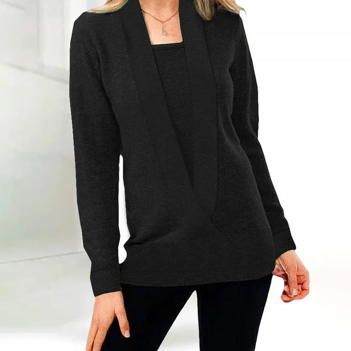 Tascara | V-hals trui voor dames-Blazers & Vesten-Calora-Zwart-S-Calora