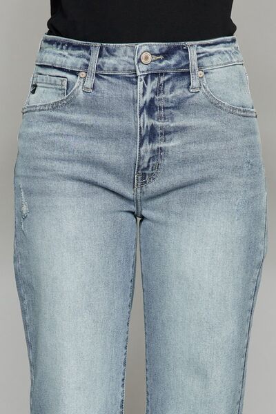 Taylin | Hoge taille cropped Spijkerbroek met ruwe zoom-Wijde Broeken-Calora-S-Calora