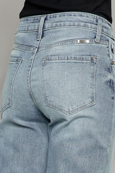 Taylin | Hoge taille cropped Spijkerbroek met ruwe zoom-Wijde Broeken-Calora-S-Calora