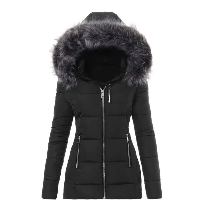 Therese | Casual damesjas met bontkraag – herfst- en winter-Zomer Jassen-Calora-Zwart-S-Calora