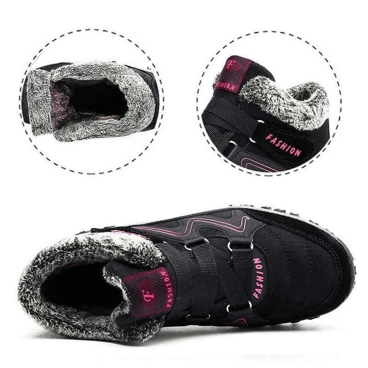 Thermische winterlaarzen voor dames-Laarzen-Calora-Zwart en rood-VS: 5-5,5 / EU: 35-Calora