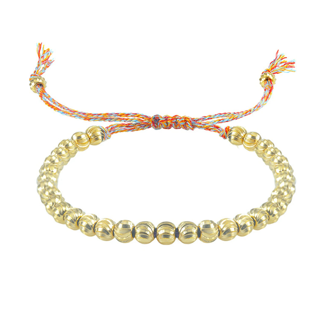 Tibetaanse Gevlochten kralen Koperen Beschermingsarmband voor geluk-Armbanden-Calora-Licht Goud Geel-Calora