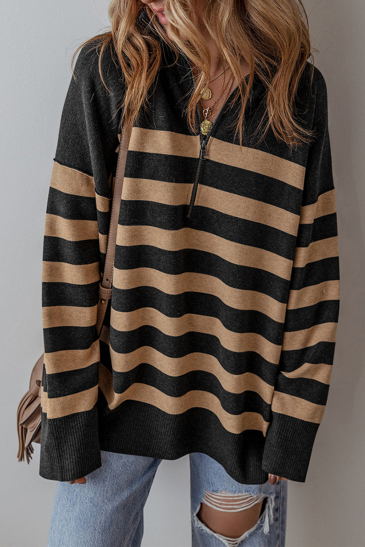 CALORA_ Trendy Casual Pullover Sweater met Lange Mouwen en Streeppatroon voor Dames