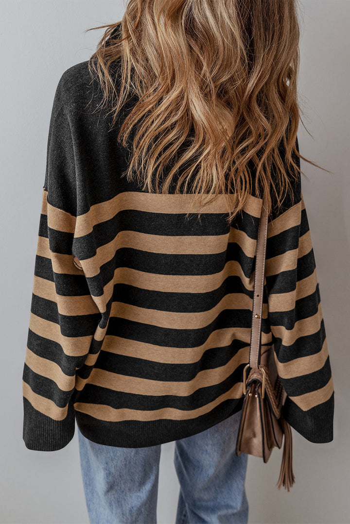 CALORA_ Trendy Casual Pullover Sweater met Lange Mouwen en Streeppatroon voor Dames