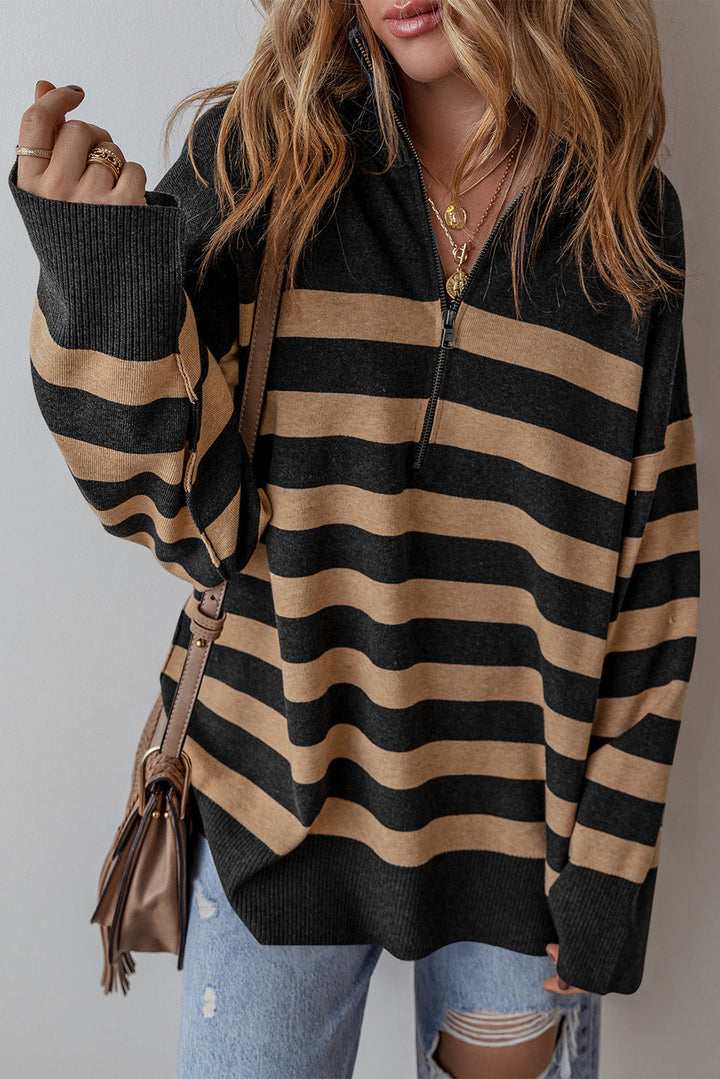 CALORA_ Trendy Casual Pullover Sweater met Lange Mouwen en Streeppatroon voor Dames