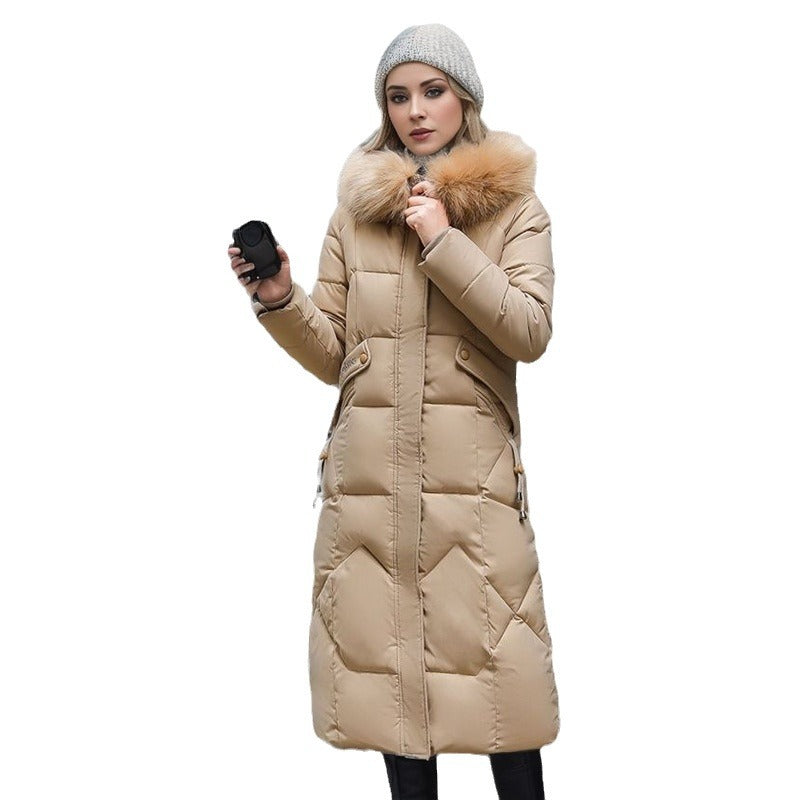 CALORA_ Trendy Halflange Damesjas met Bontkraag - Plus sizes