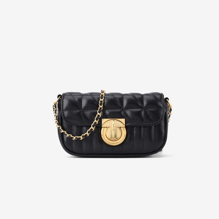 CALORA_ Trendy Kleine Vierkante Damestas met Ruitslotketting en Eenvoudige Textuur