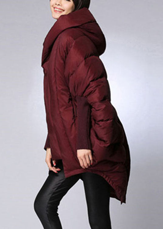 Trendy Mulberry Donsjas met Capuchon en Mantelmouwen-Zomer Jassen-Calora-Rood-S-Calora