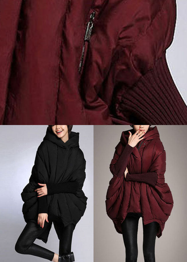 Trendy Mulberry Donsjas met Capuchon en Mantelmouwen-Zomer Jassen-Calora-Rood-S-Calora