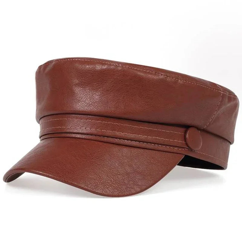 Trendy PU Lederen Beret Hoed | Casual en Stijlvol-Petten-Calora-Bruin-Calora