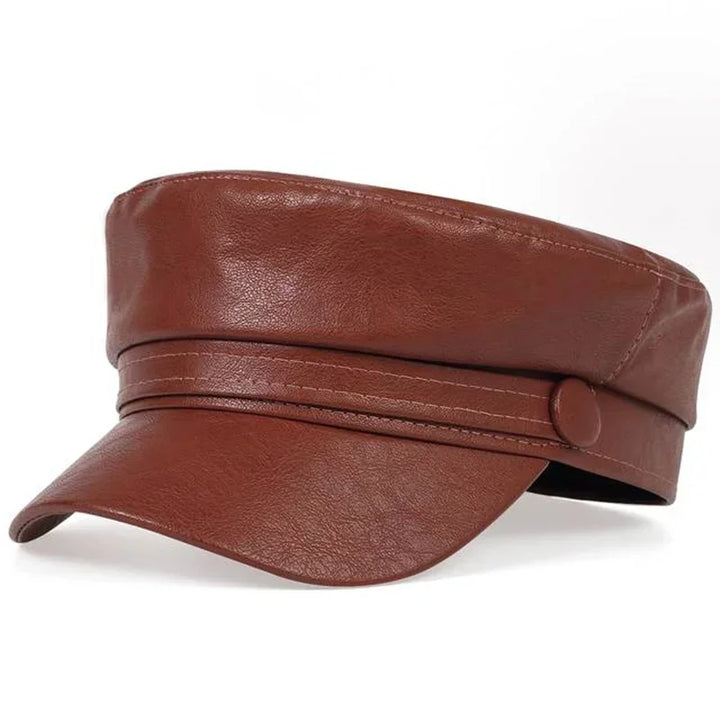 Trendy PU Lederen Beret Hoed | Casual en Stijlvol-Petten-Calora-Bruin-Calora