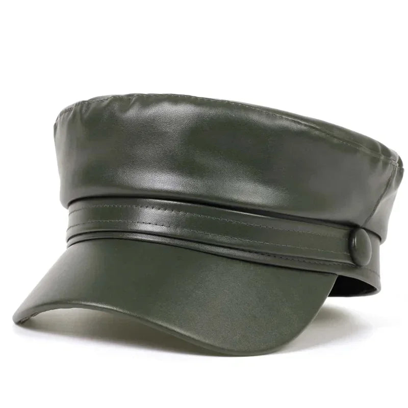 Trendy PU Lederen Beret Hoed | Casual en Stijlvol-Petten-Calora-Groen-Calora