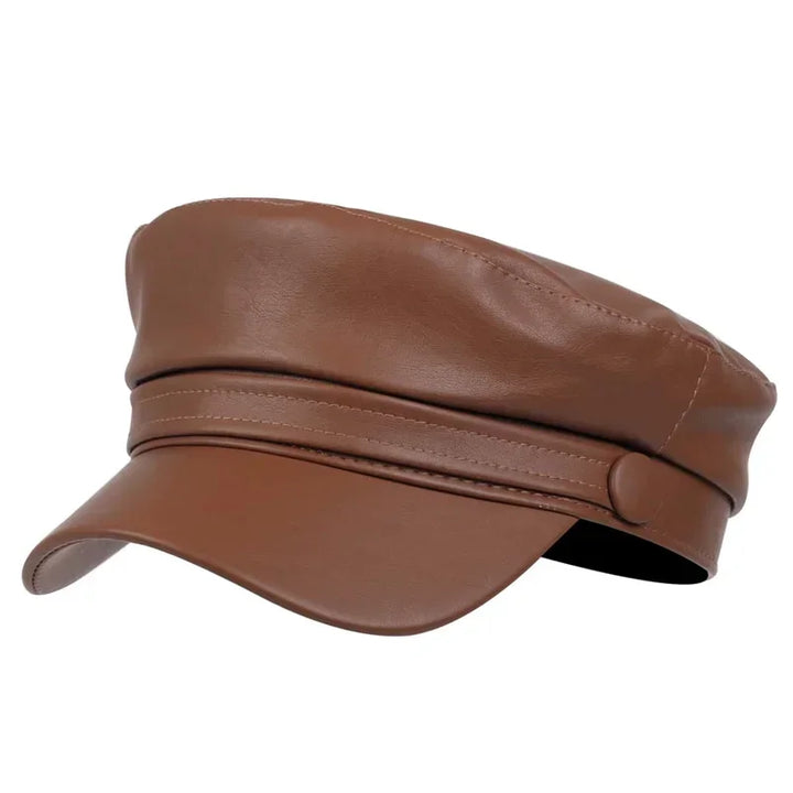 Trendy PU Lederen Beret Hoed | Casual en Stijlvol-Petten-Calora-Khaki-Calora