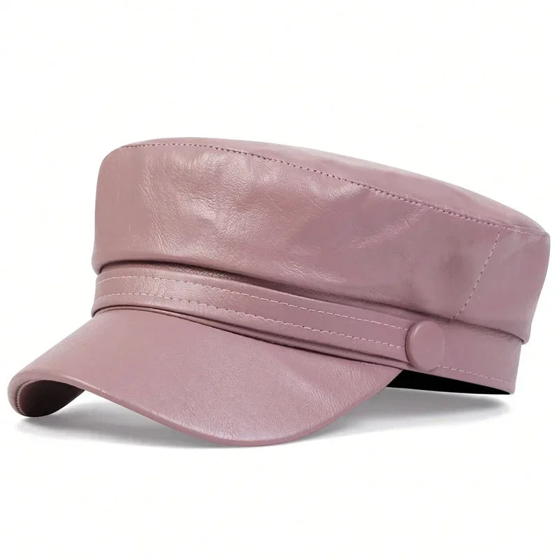 Trendy PU Lederen Beret Hoed | Casual en Stijlvol-Petten-Calora-Roze-Calora