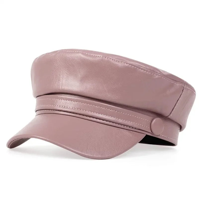 Trendy PU Lederen Beret Hoed | Casual en Stijlvol-Petten-Calora-Wijn Rod-Calora